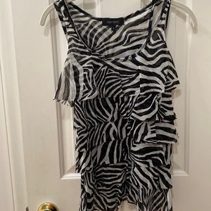 Karen, Kane, black and white super print sleeveless top